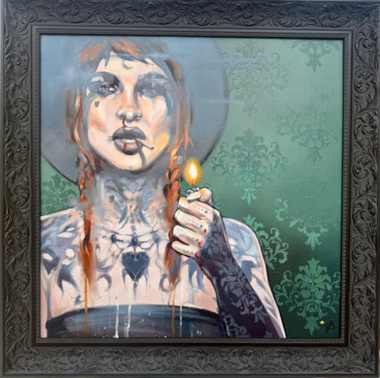 'Faith' original oil painting, framed, 88 x 88cm