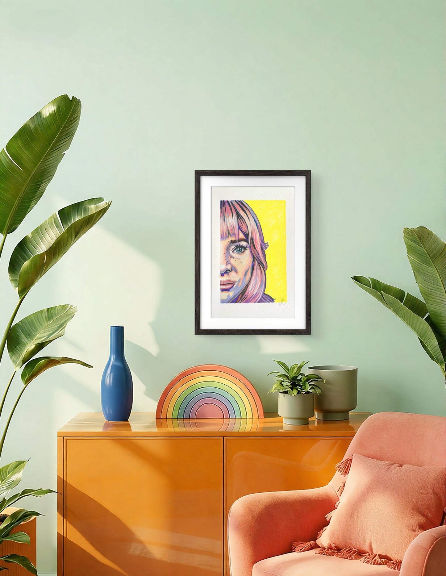 Self Portrait, original acrylic markers drawing