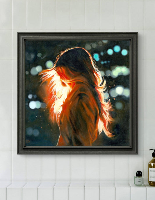 **SOLD** 'Phoenix' original oil painting, framed, 85 x 85cm