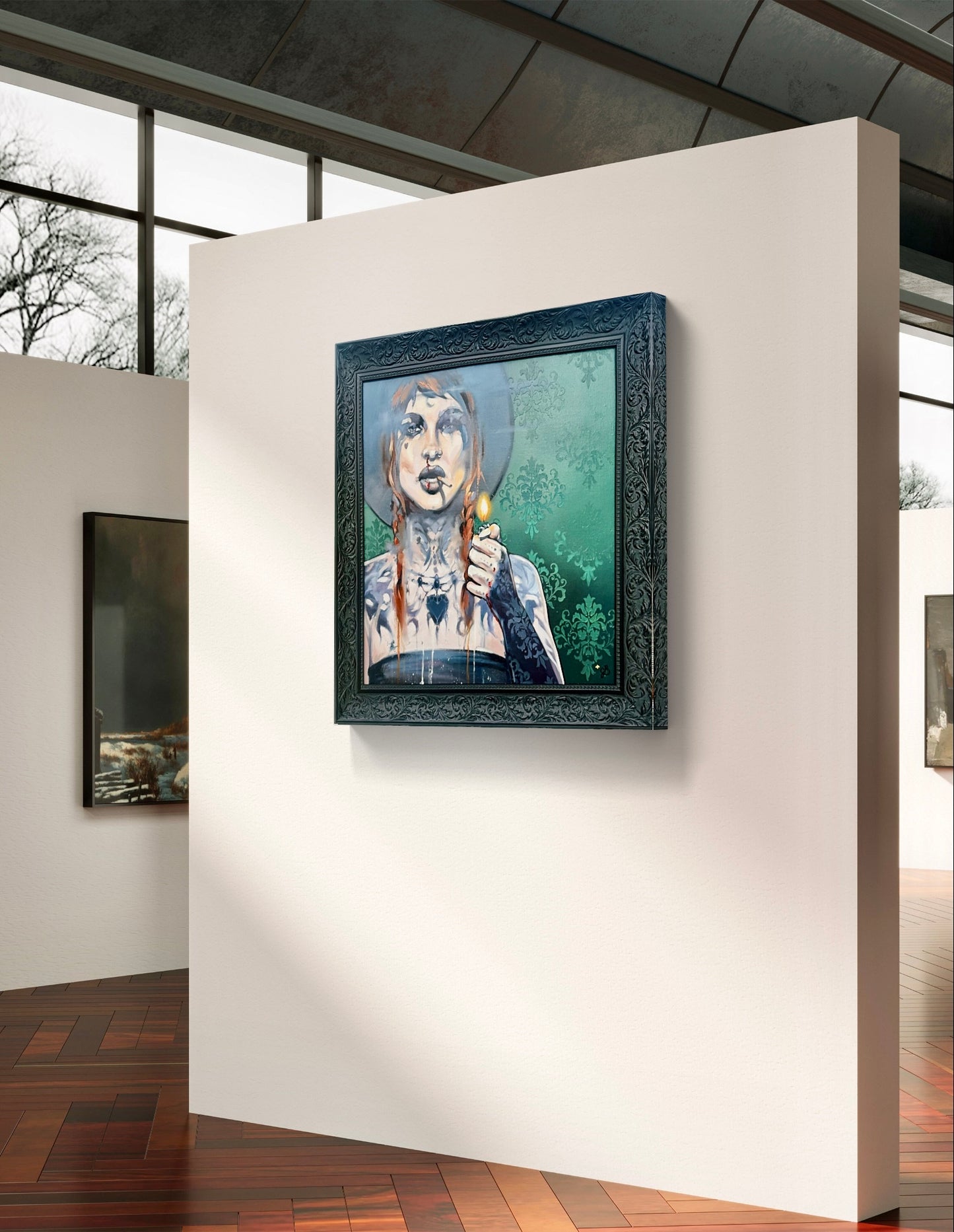 'Faith' original oil painting, framed, 88 x 88cm