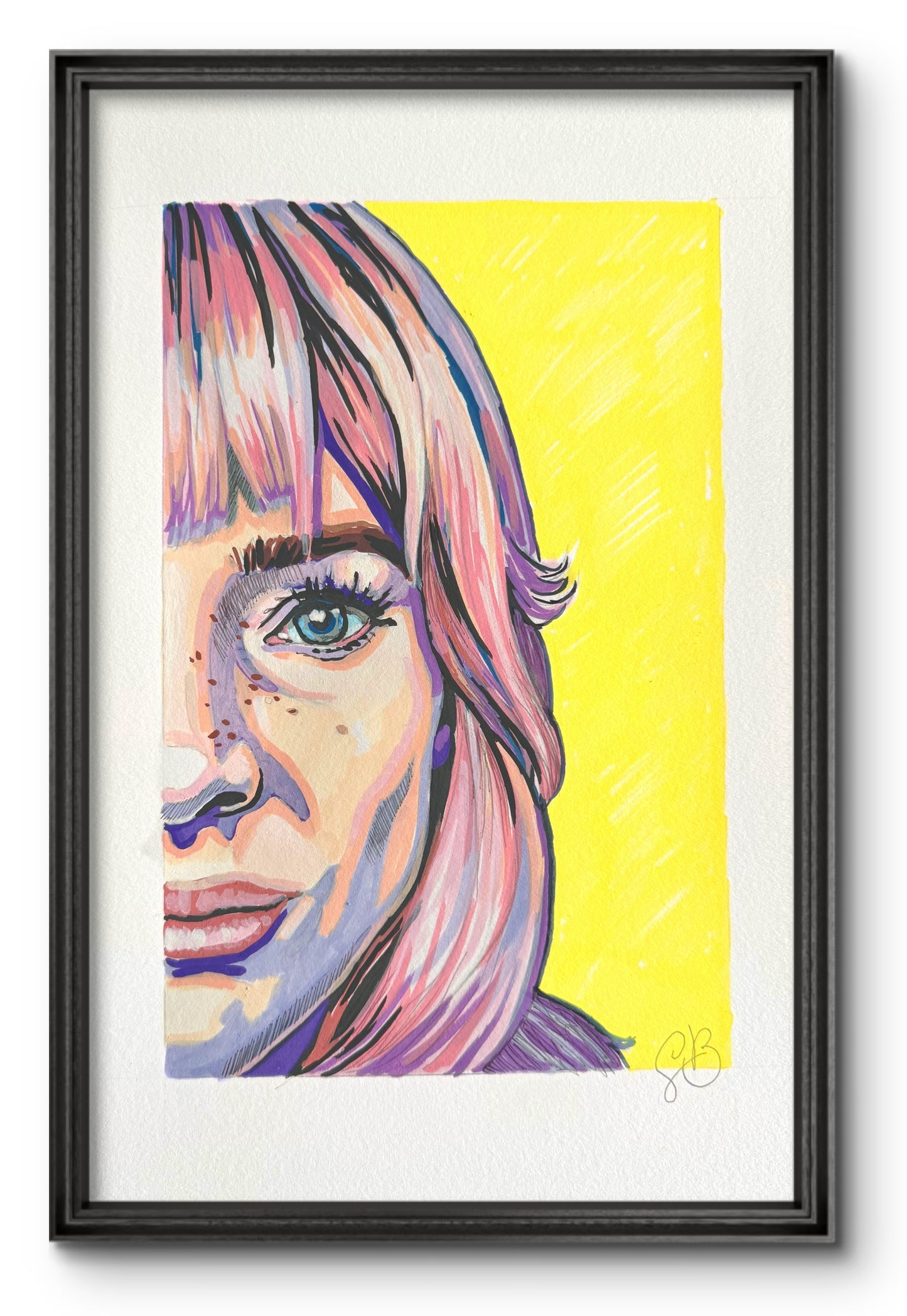 Self Portrait, original acrylic markers drawing