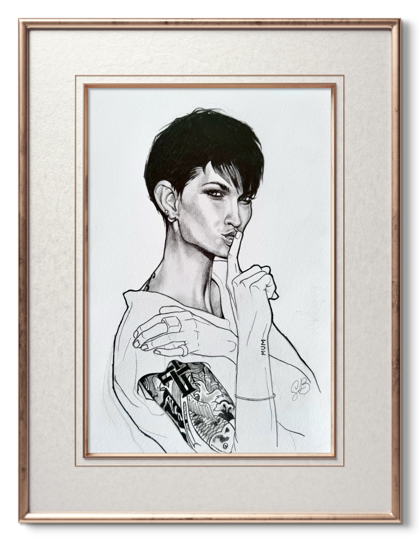 Tattoo Girl, original pencil drawing