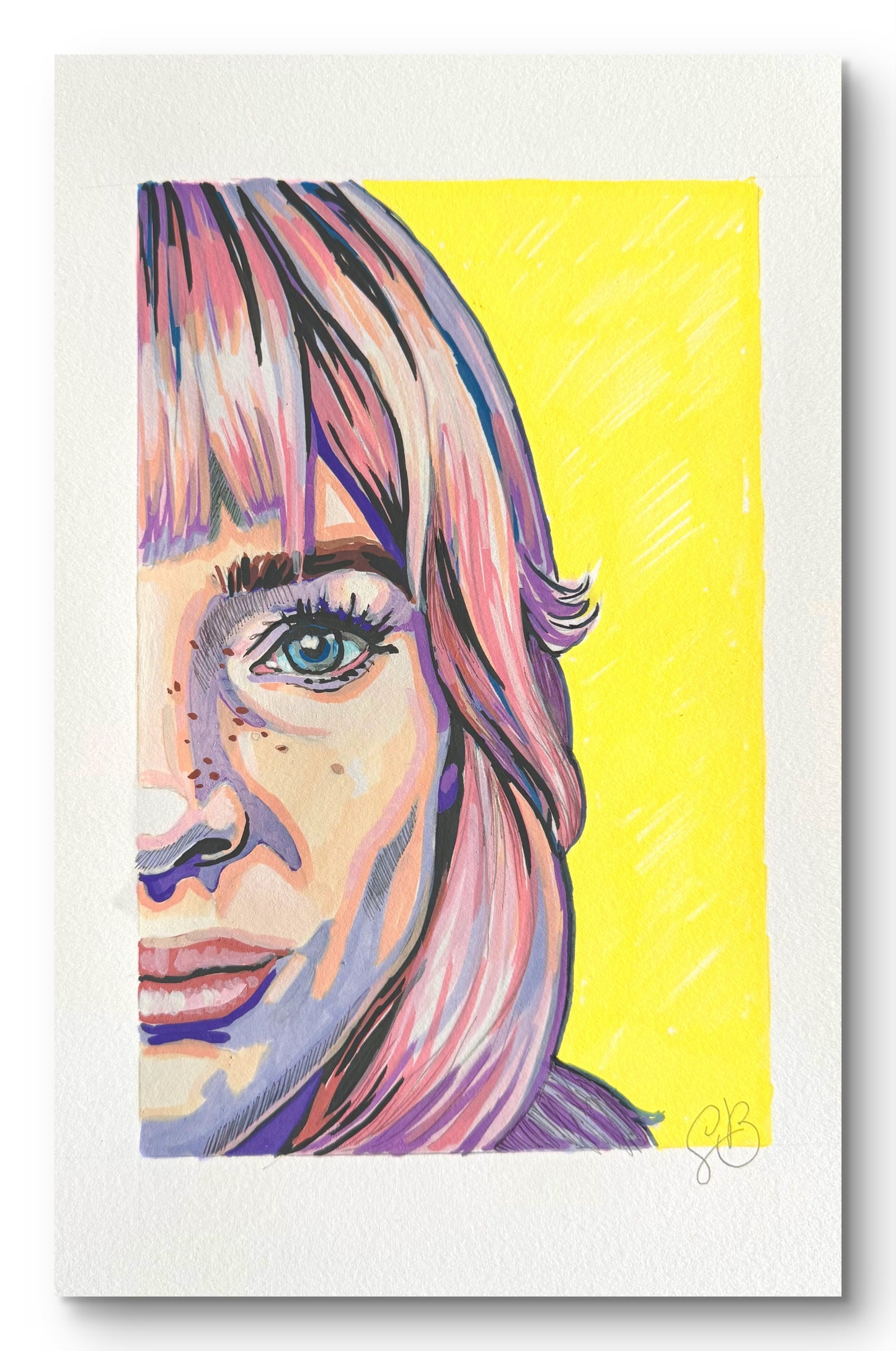 Self Portrait, original acrylic markers drawing