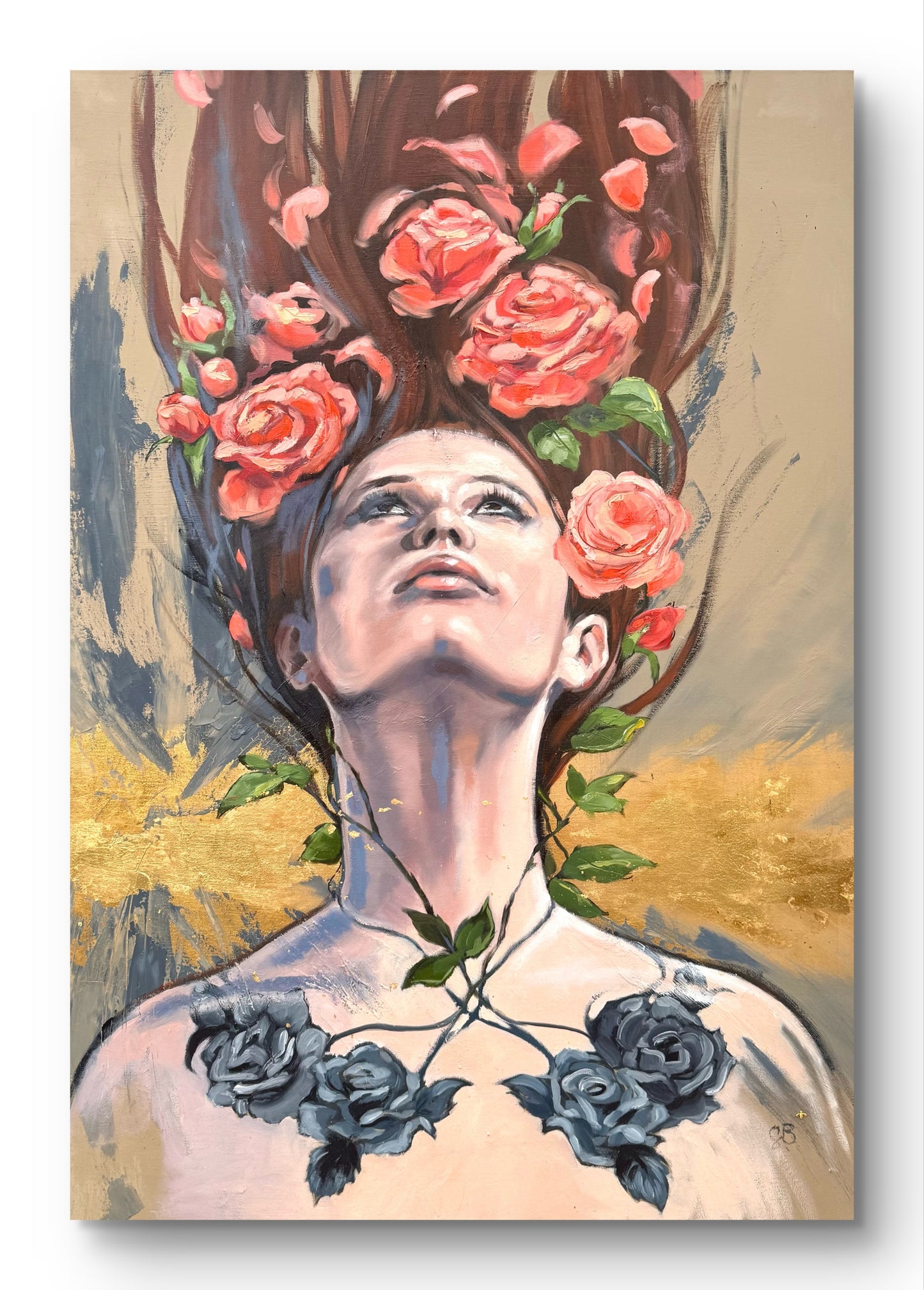 'Rose' original oil painting, unframed, 70 x 100cm
