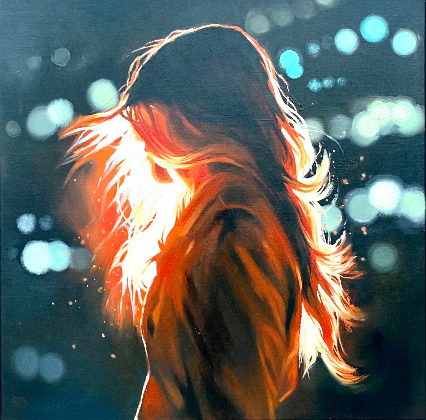 **SOLD** 'Phoenix' original oil painting, framed, 85 x 85cm