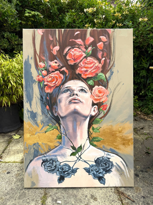 'Rose' original oil painting, unframed, 70 x 100cm