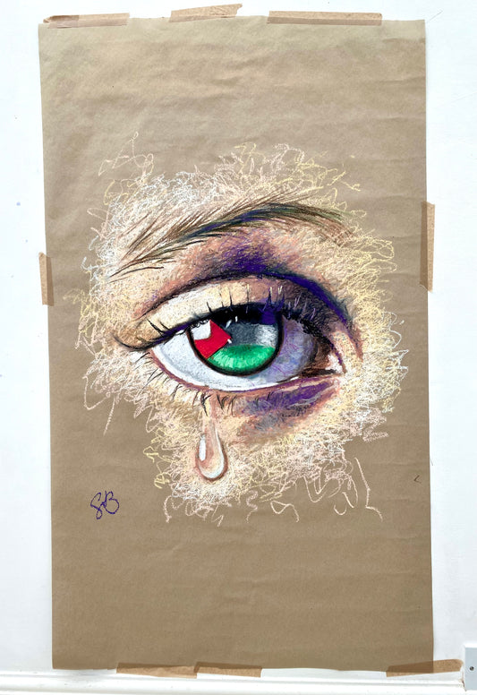 An Eye 4 Palestine original oil pastel drawing