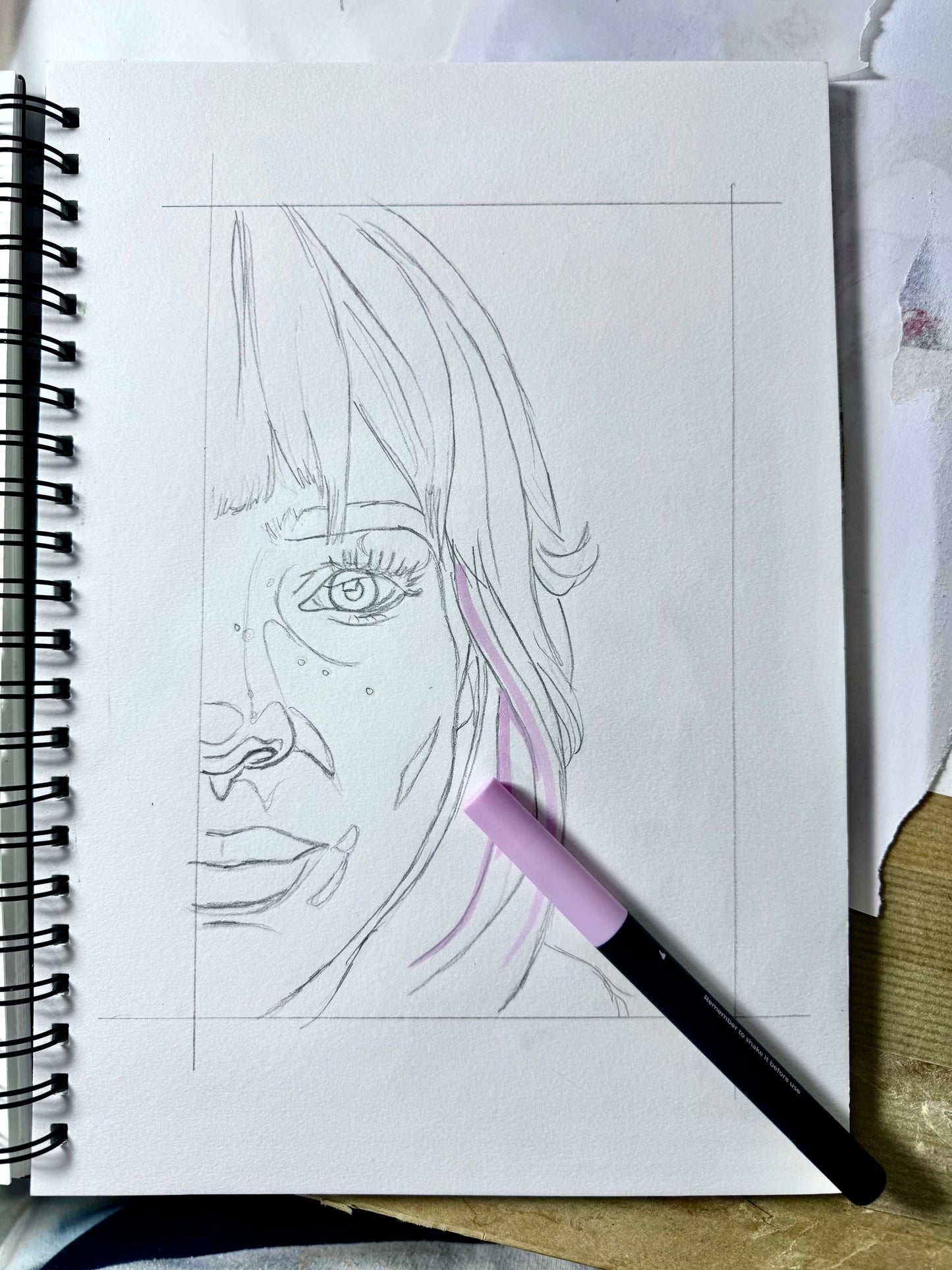 Self Portrait, original acrylic markers drawing